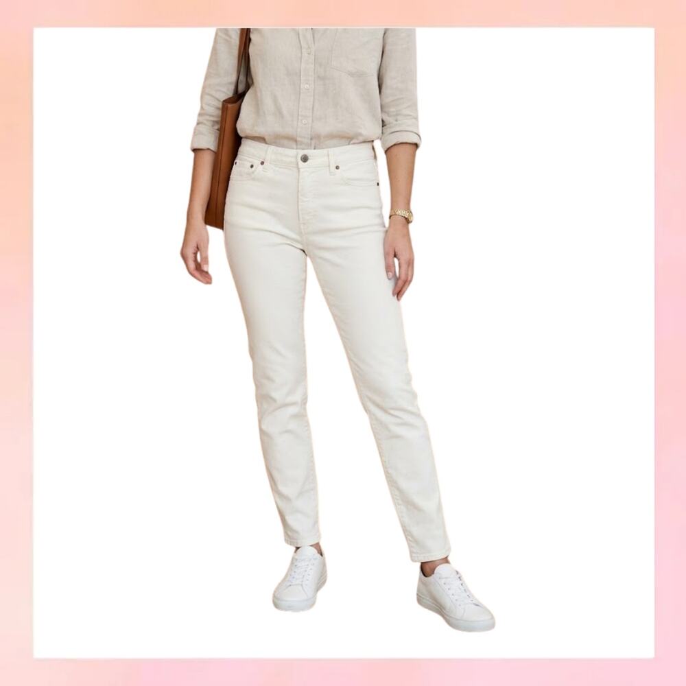 J.Crew White Toothpick Skinny Jeans Mid-Rise Size 30
